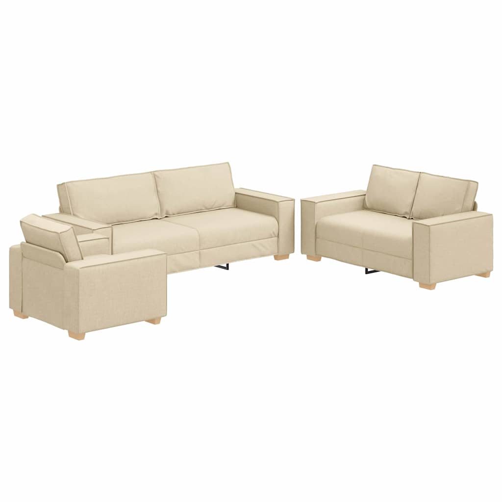 Sofa 3 Dele 220 X 80 X 84 Cm Linned-blandet Stof - Billede 2