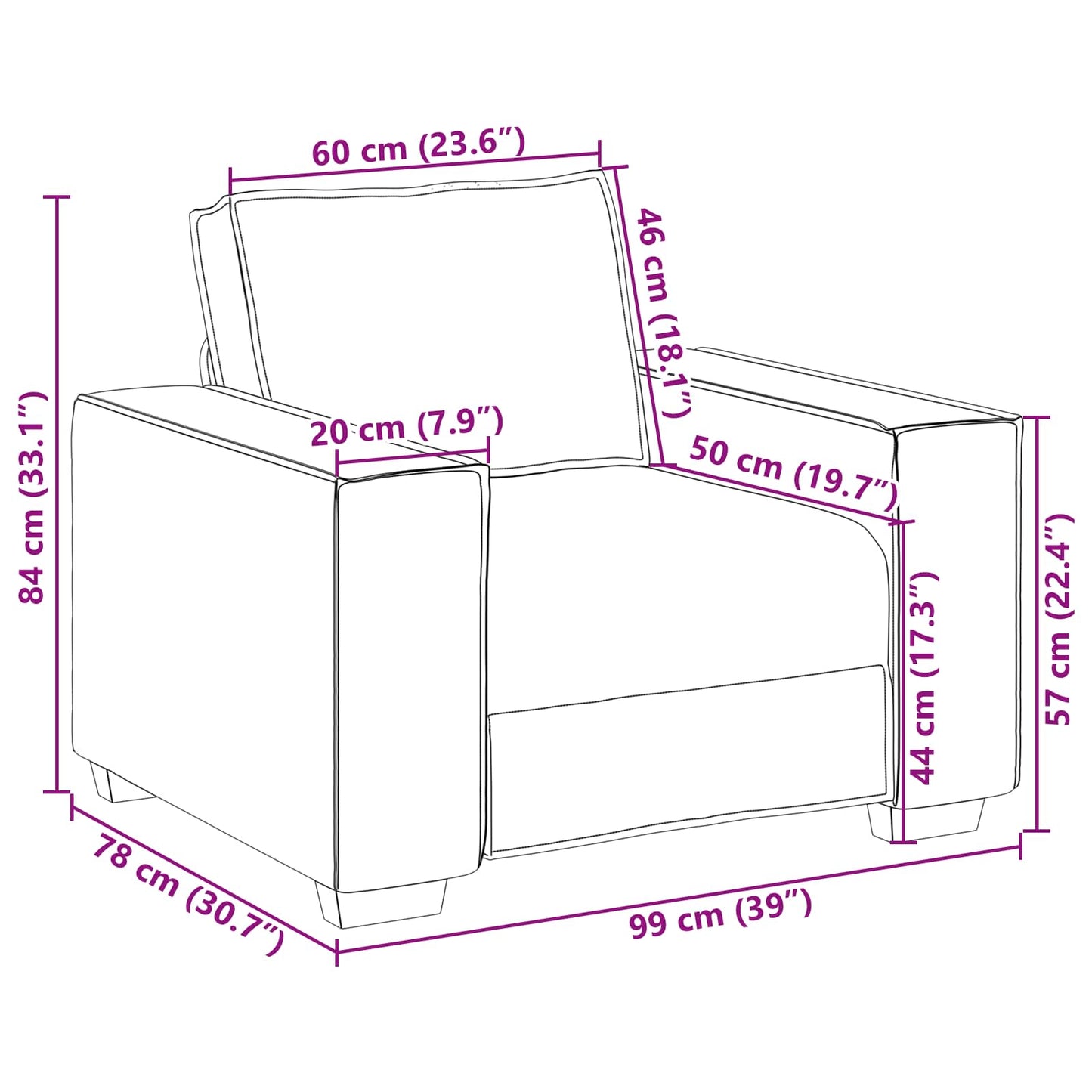 Sofa 3 Dele 220 X 80 X 84 Cm Linned-blandet Stof - Billede 12