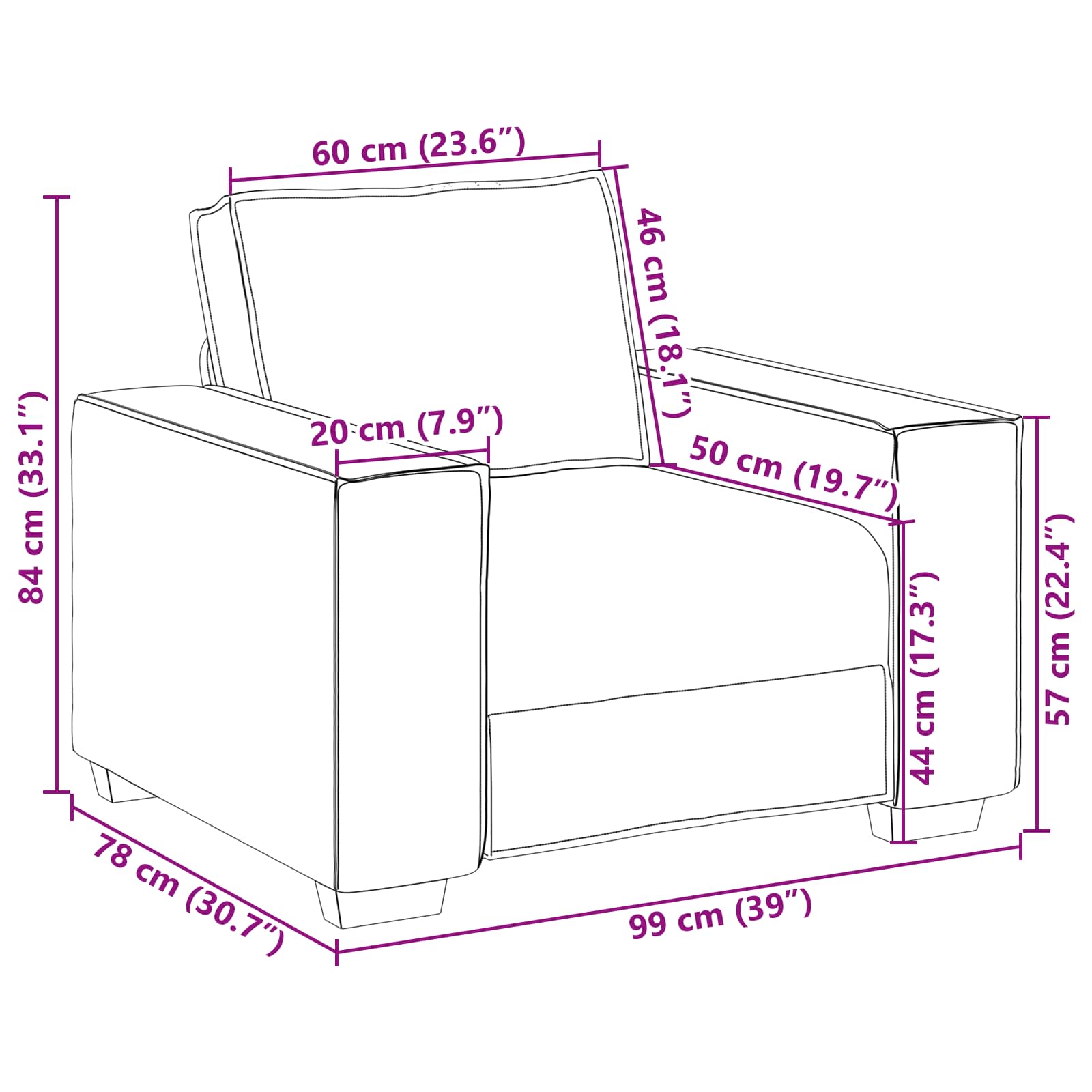 Sofa 3 Dele 220 X 80 X 84 Cm Linned-blandet Stof - Billede 12