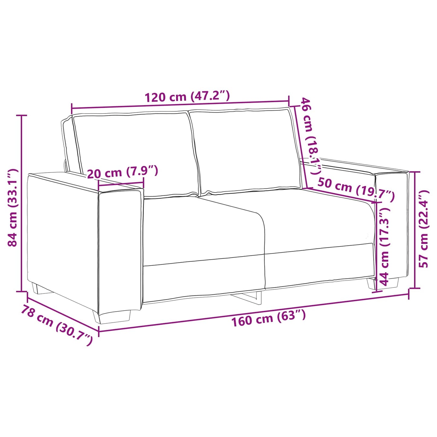 Sofa 3 Dele 220 X 80 X 84 Cm Linned-blandet Stof - Billede 13