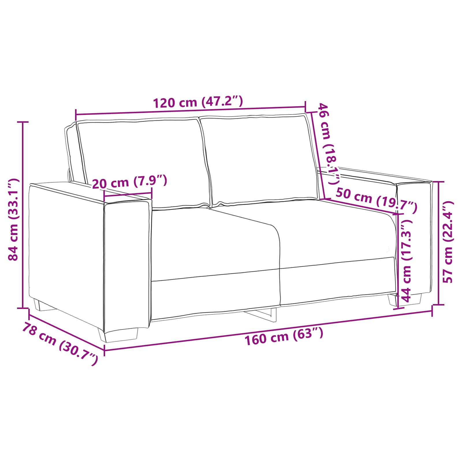 Sofa 3 Dele 220 X 80 X 84 Cm Linned-blandet Stof - Billede 13
