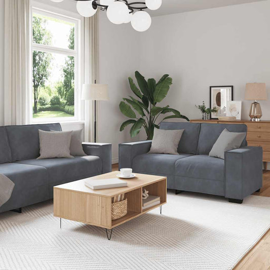 Sofasæt 3 Dele Med Hynder Velour Mørkegrå Hvid