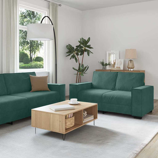 Sofasæt 3 Dele Med Hynder Velour Mørkegrøn