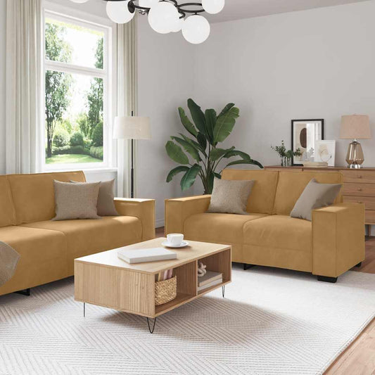 Sofasæt 3 Dele Med Hynder Velour Brun