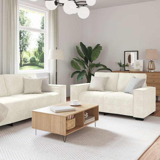 Sofasæt 3 Dele Med Hynder Velour Cremefarvet