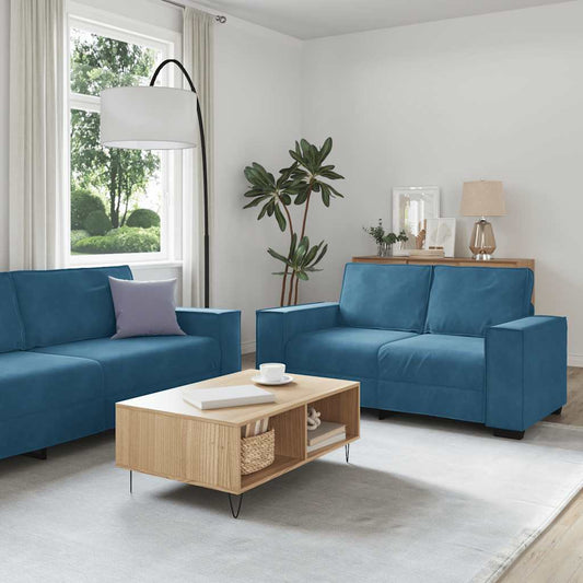Sofasæt 3 Dele Med Hynder Velour Blå