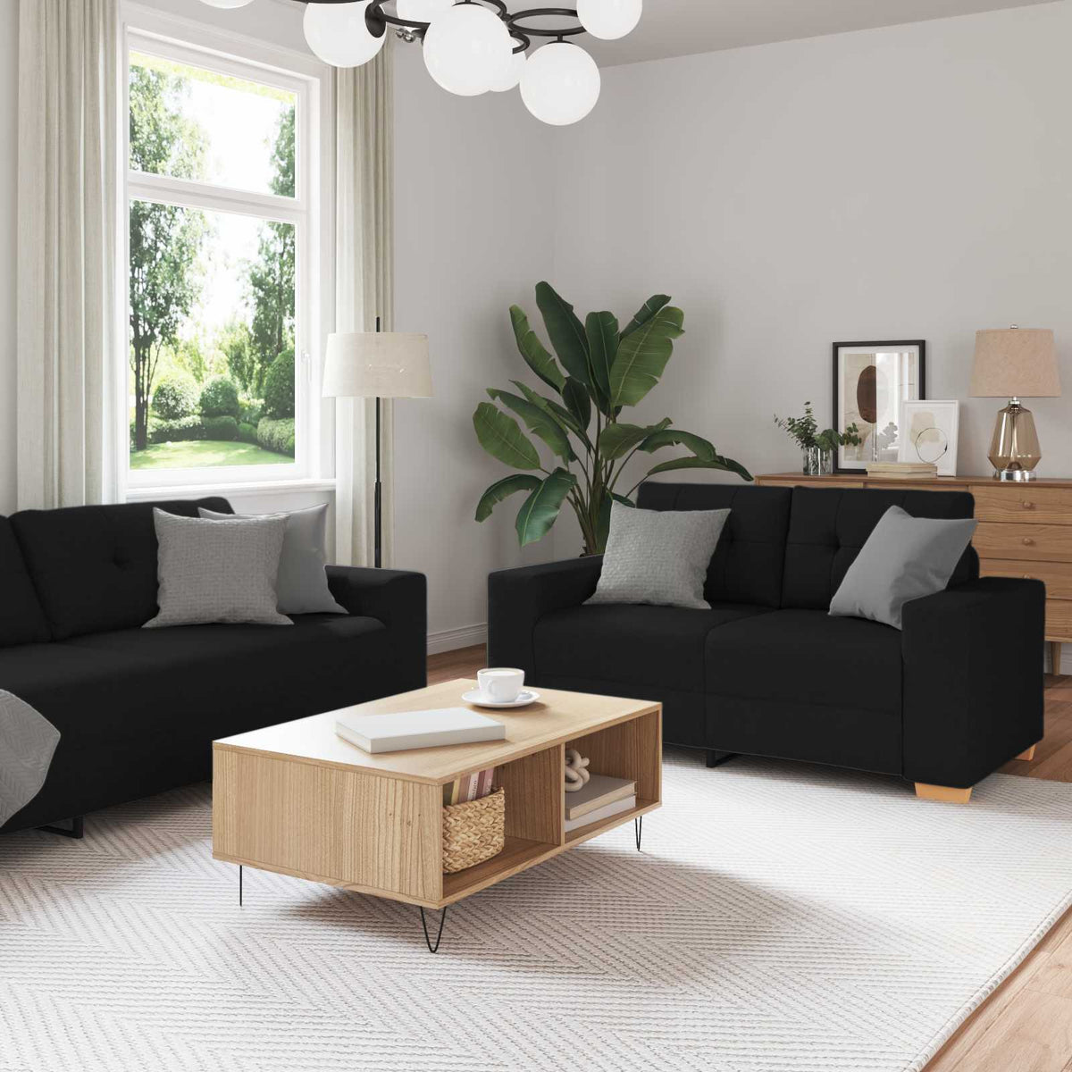 Sofa 3 Dele 221 X 80 X 80 Cm Linned-blandet Stof - Variant 3324630