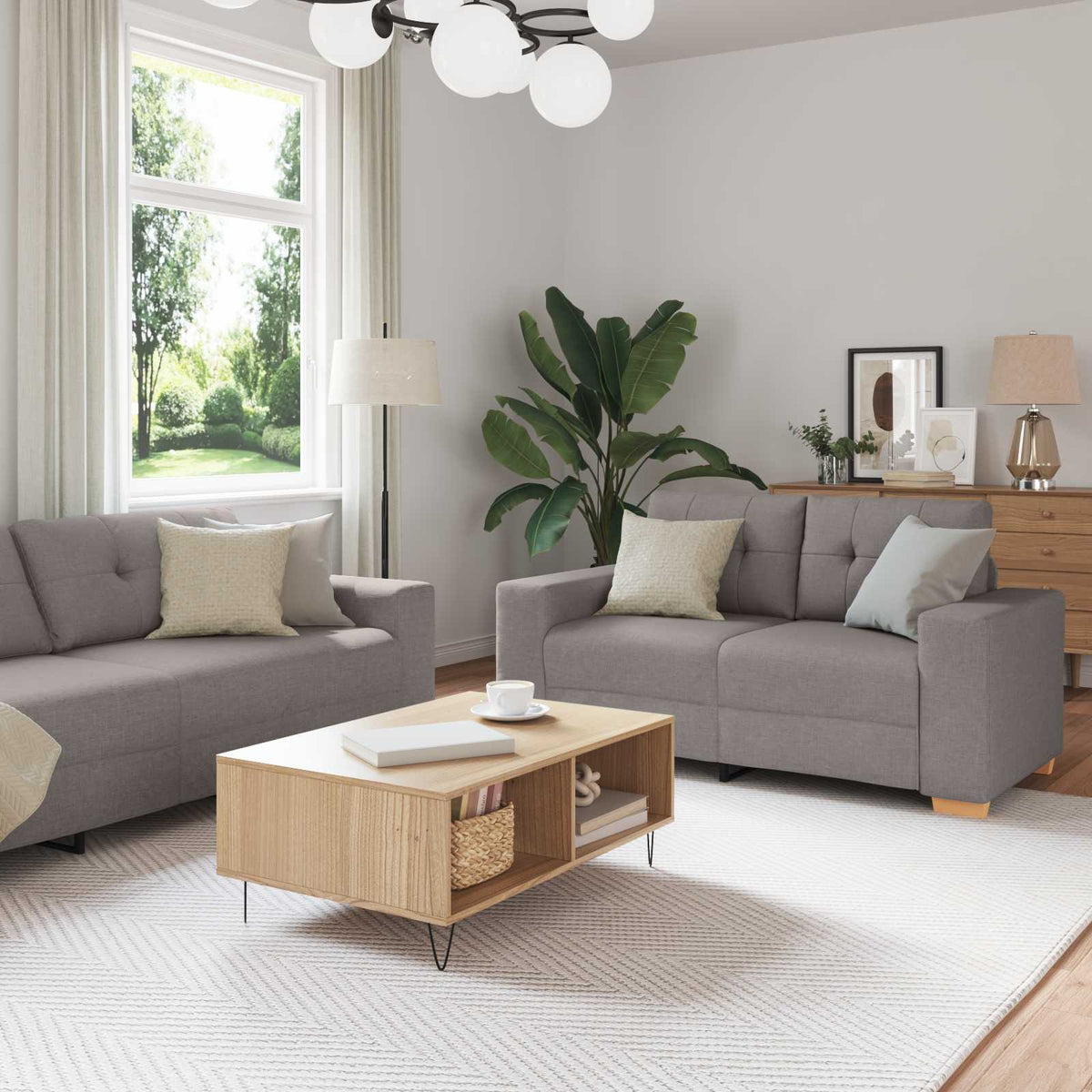 Sofa 3 Dele 221 X 80 X 80 Cm Linned-blandet Stof - Variant 3324634