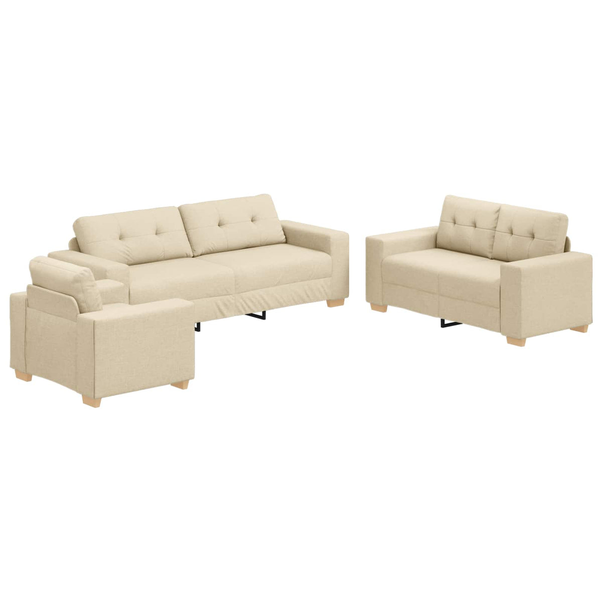 Sofa 3 Dele 221 X 80 X 80 Cm Linned-blandet Stof - Billede 2