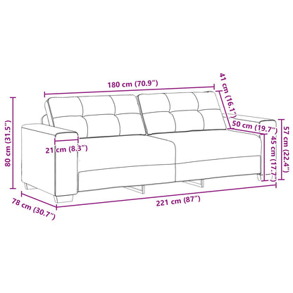 Sofa 3 Dele 221 X 80 X 80 Cm Linned-blandet Stof - Billede 13