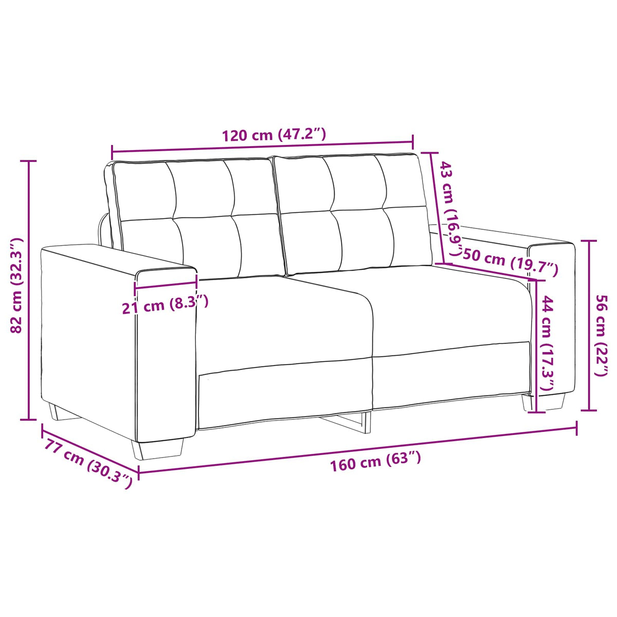 Sofa 3 Dele 221 X 80 X 80 Cm Linned-blandet Stof - Billede 14