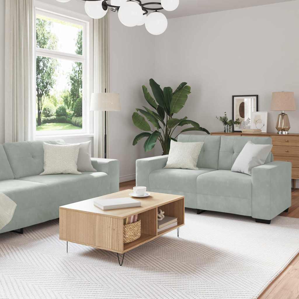 Sofa Sæt 3 Dele 221 X 80 X 80 Cm Fløjl - Variant 3324639