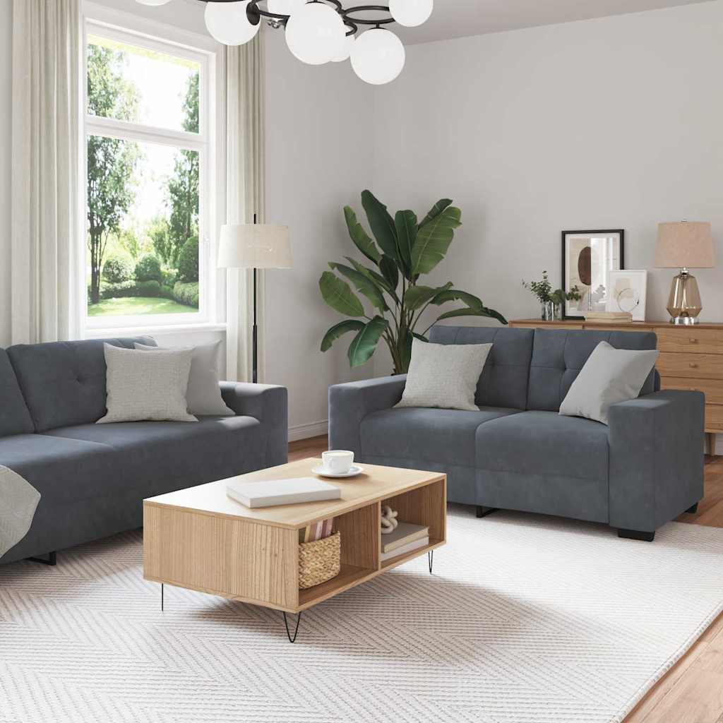 Sofa Sæt 3 Dele 221 X 80 X 80 Cm Fløjl - Variant 3324640