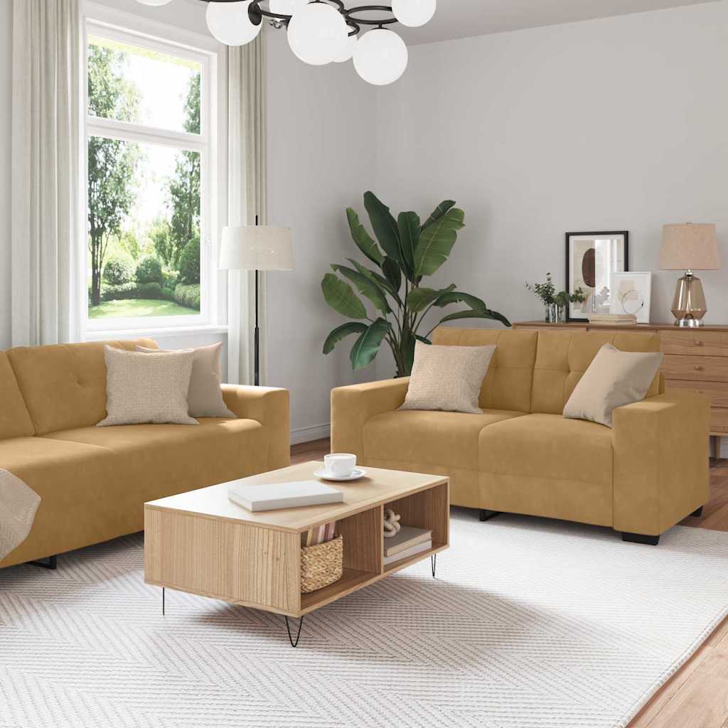 Sofa Sæt 3 Dele 221 X 80 X 80 Cm Fløjl - Hovedbillede