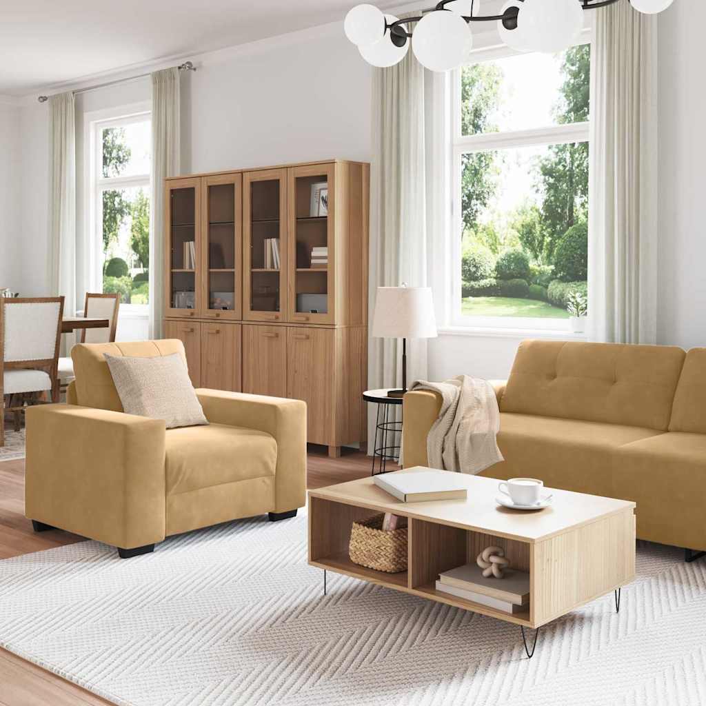 Sofa Sæt 3 Dele 221 X 80 X 80 Cm Fløjl - Billede 3