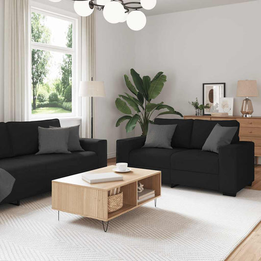 Sofasæt 3 Dele Med Hynder Stof Sort