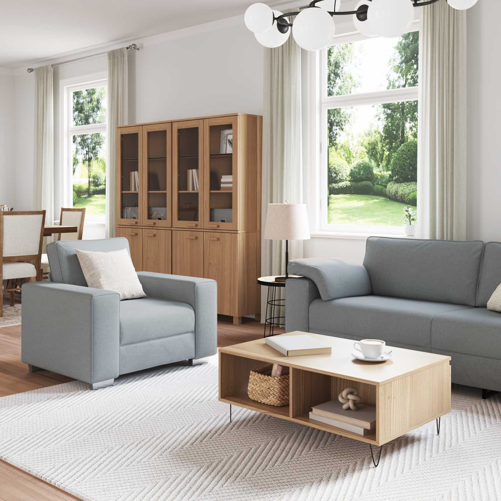 Sofa 3 Dele 219 X 80 X 82 Cm Linned-blandet Stof - Billede 3