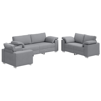 Sofa 3 Dele 219 X 80 X 82 Cm Linned-blandet Stof - Billede 2