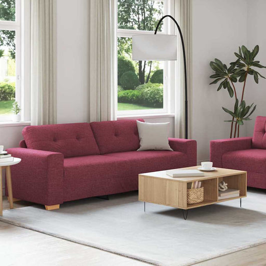 Sofa Sæt Med Pude Med Pude 2 Pcs Vinrød 221 X 78 X 80 Cm Stof - Hovedbillede