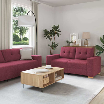 Sofa Sæt Med Pude Med Pude 2 Pcs Vinrød 221 X 78 X 80 Cm Stof - Billede 3