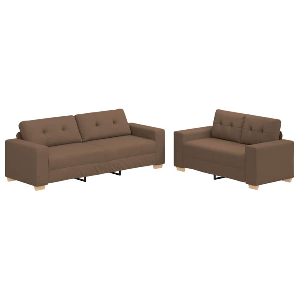 Sofa Sæt Med Pude Med Pude 2 Pcs Brun 221 X 78 X 80 Cm Stof - Billede 2