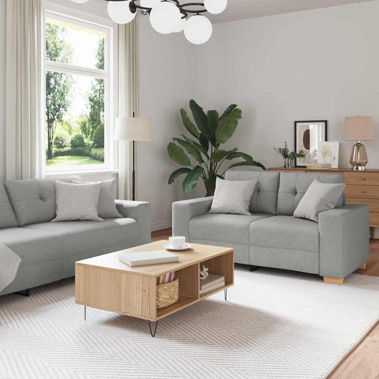 Sofa Sæt Med Pude Med Pude 2 Pcs Grå 221 X 78 X 80 Cm Stof - Hovedbillede