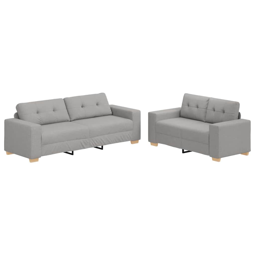 Sofa Sæt Med Pude Med Pude 2 Pcs Grå 221 X 78 X 80 Cm Stof - Billede 2
