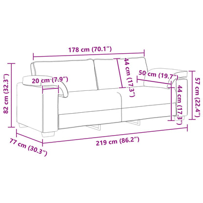 Sofa 2 Dele 219 X 80 X 82 Cm Stof - Billede 11