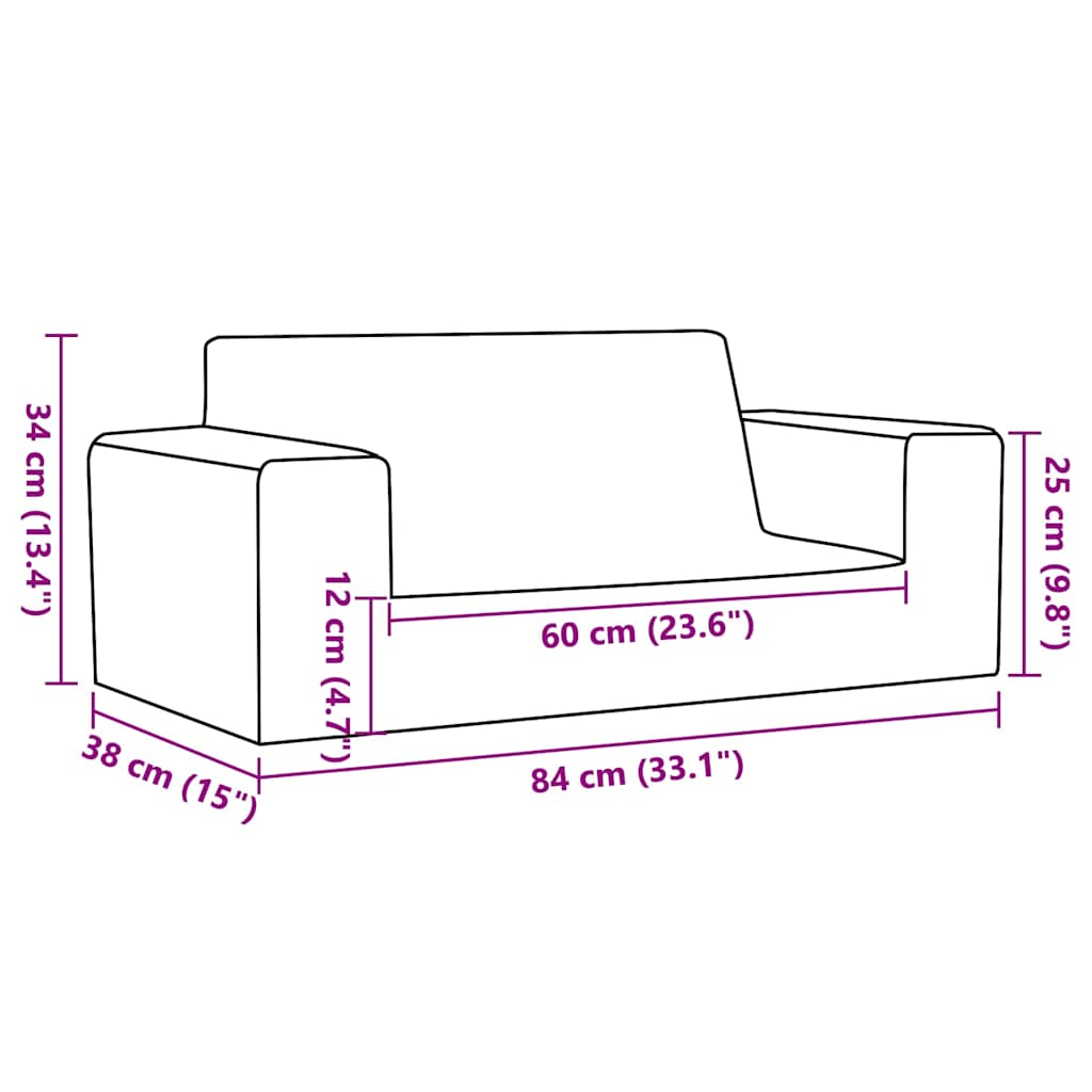 2-Personers Sofa Til Børn Med Stjerner Blødt Plys