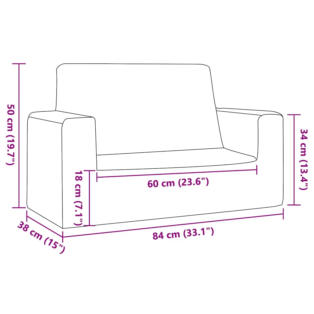 2-personers Sofa Til Børn Blødt Plys - Billede 7
