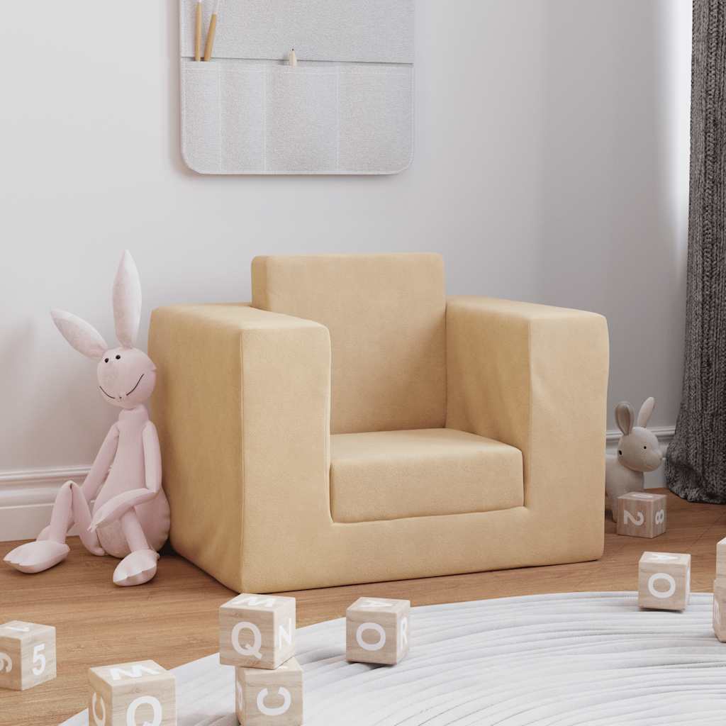 Sofaseng Til Børn Blødt Plys Cremefarvet - Billede 2