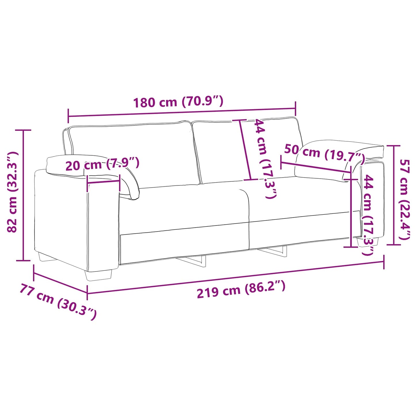 3-personers Sofa Stof - Billede 9
