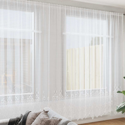 Lace Gardin Med Gardiner Blomstret 300 X 400 Cm Polyester - Hovedbillede