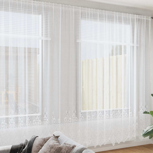 Lace Gardin Med Gardiner Blomstret 300 X 400 Cm Polyester - Hovedbillede