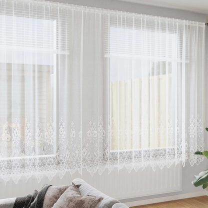 Lace Gardin Med Gardiner Blomstret 200 X 600 Cm Polyester - Hovedbillede