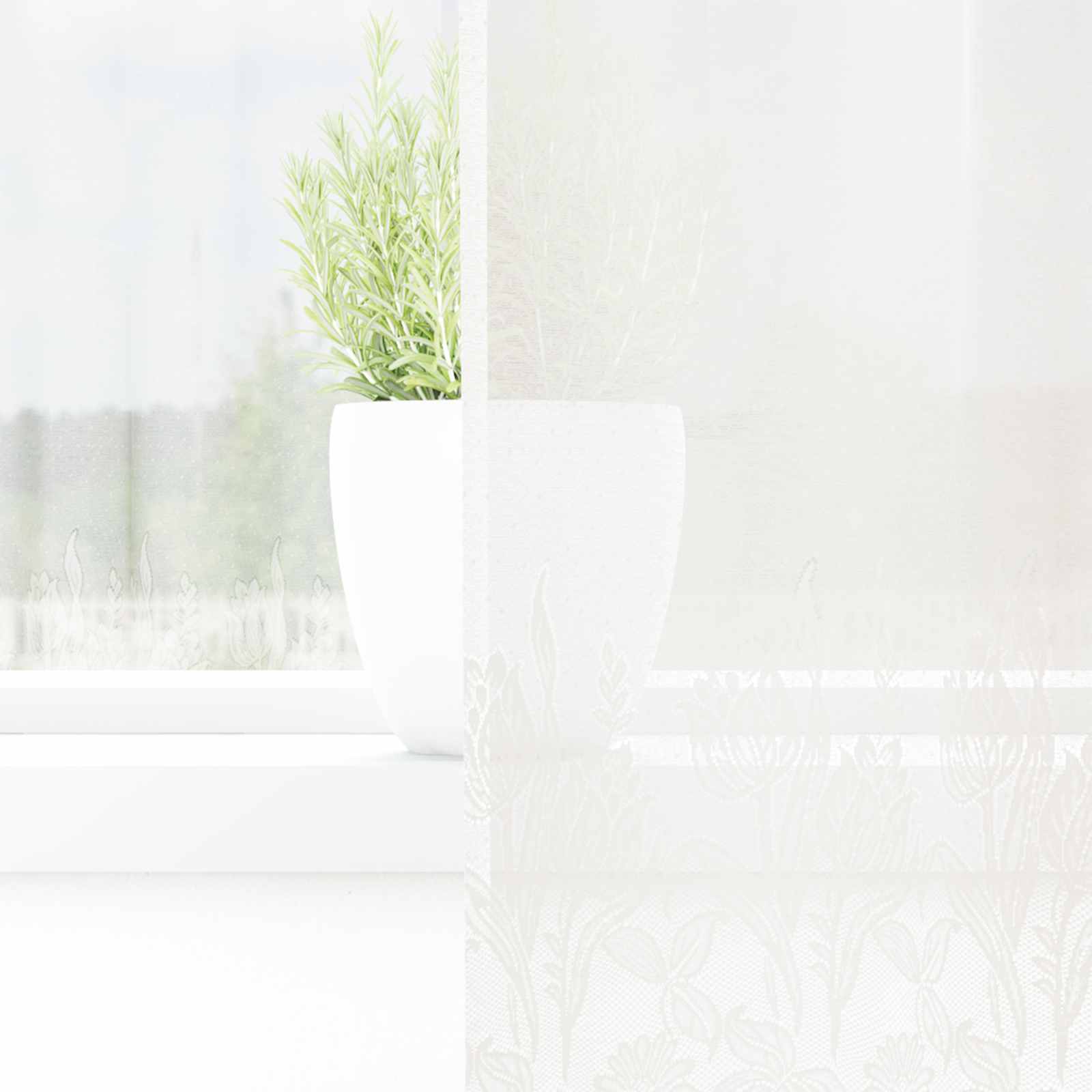 Lace Gardin Med Gardiner Blomstret 100 X 150 Cm Polyester - Billede 3
