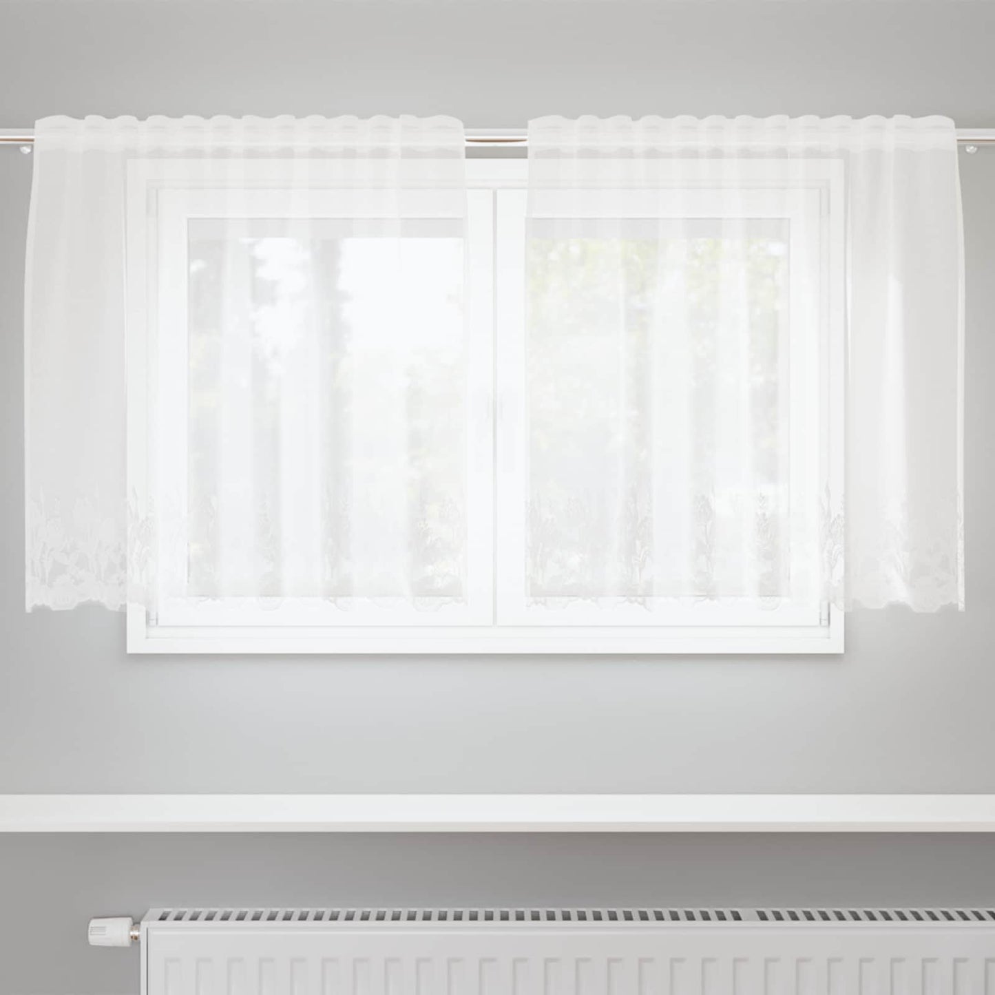 Lace Gardin Med Gardiner Blomstret 100 X 150 Cm Polyester - Hovedbillede