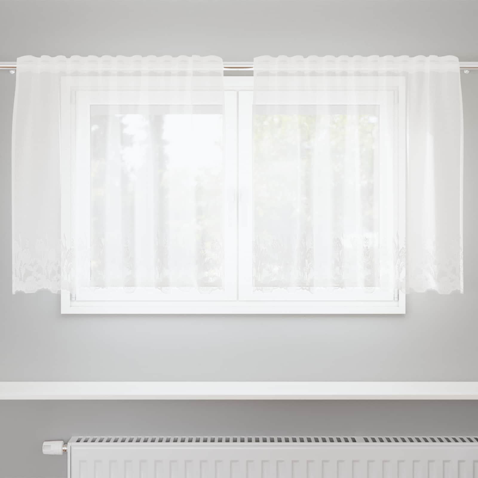 Lace Gardin Med Gardiner Blomstret 100 X 150 Cm Polyester - Hovedbillede