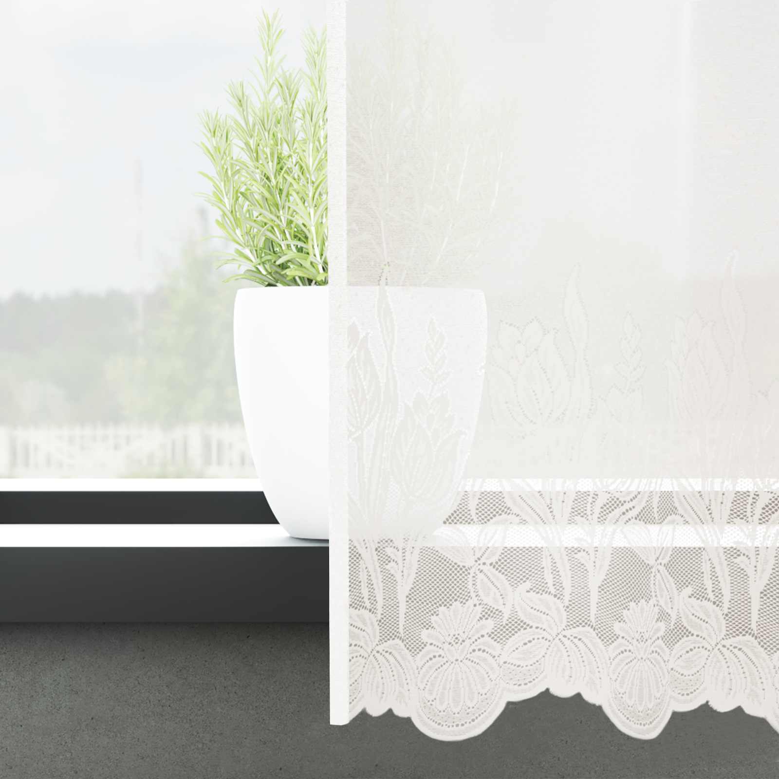 Lace Gardin Med Gardiner Blomstret 245 X 500 Cm Polyester - Billede 3
