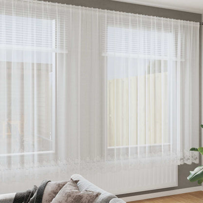 Lace Gardin Med Gardiner Blomstret 245 X 500 Cm Polyester - Hovedbillede