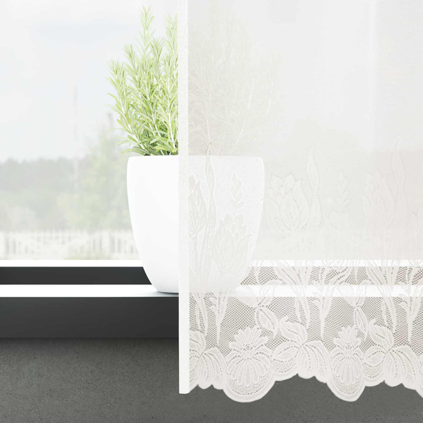 Lace Gardin Med Gardiner Blomstret 280 X 750 Cm Polyester - Billede 3