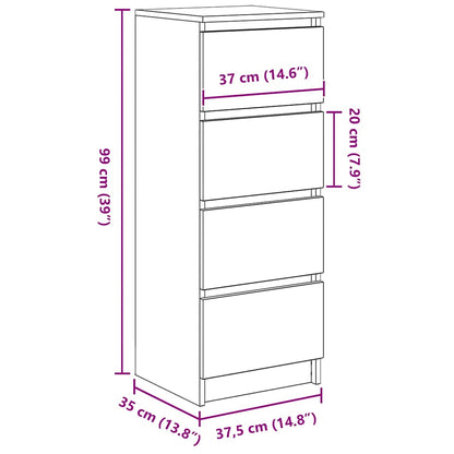 Skænk 37,5x35x99 Cm Konstrueret Træ - Billede 12