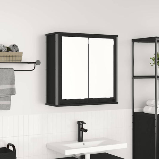 Vægskab Til Badeværelse Med Spejl 60X21X60 Cm Sort Egetræsfarve