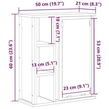 Vægskab Til Badeværelse Med Spejl 50x21x60 Cm - Billede 15