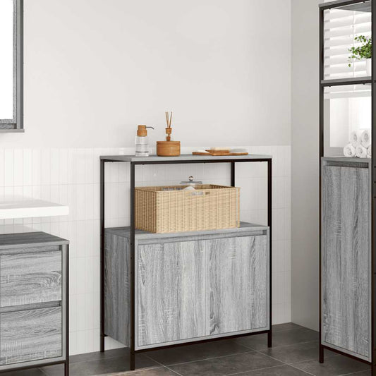 Badeværelsesskab Med Hylder 76,5X35X95 Cm Grå Sonoma-Eg