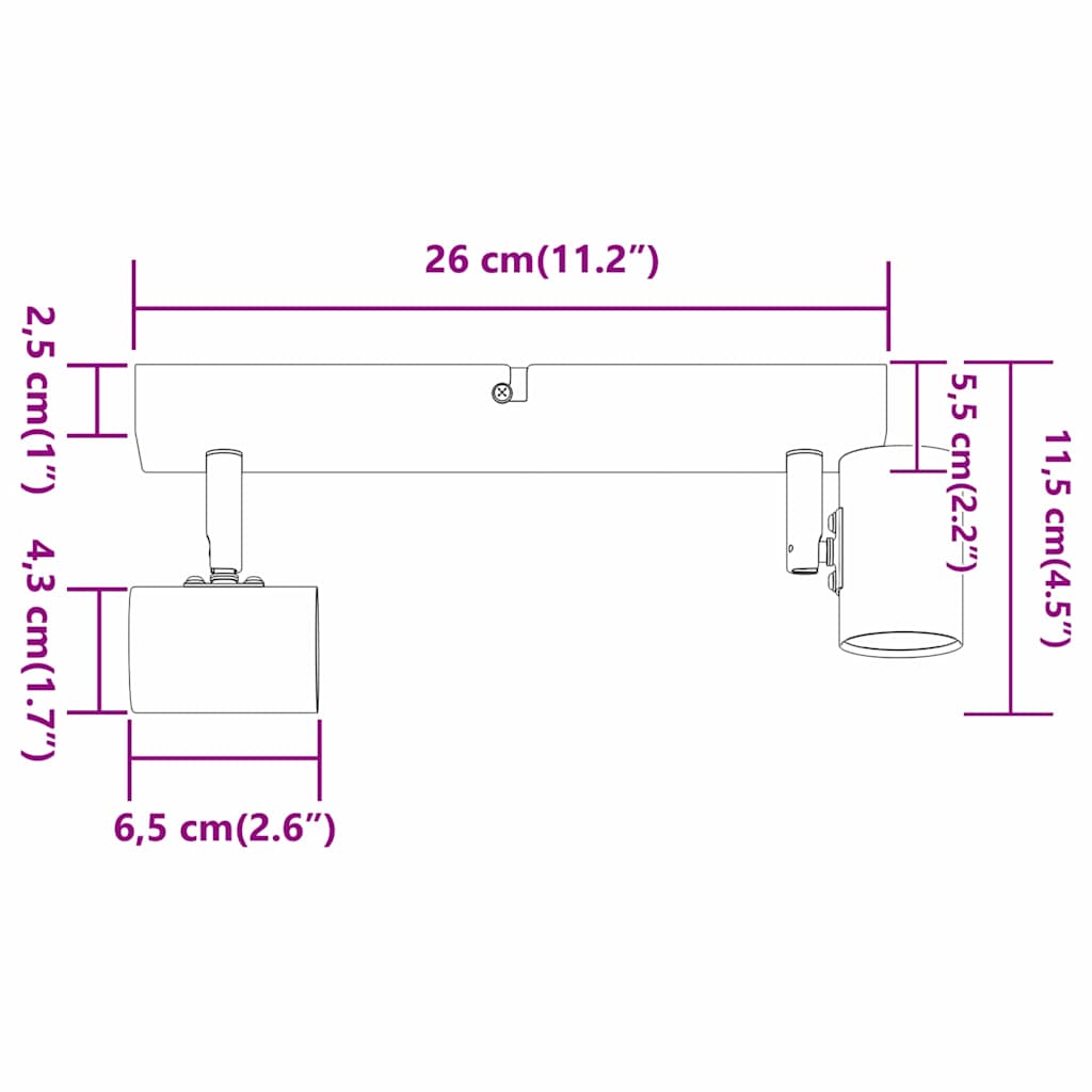 Loftsspot Med Spotlights 26 X 6,5 X 11,5 Cm Metal - Billede 14
