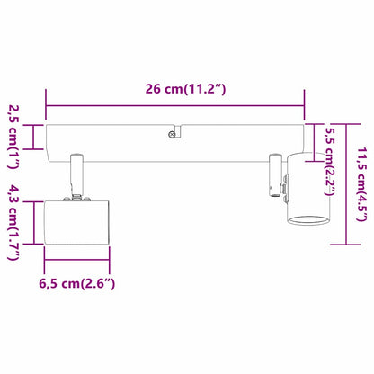 Loftsspot Med Spotlights 26 X 6,5 X 11,5 Cm Metal - Billede 14