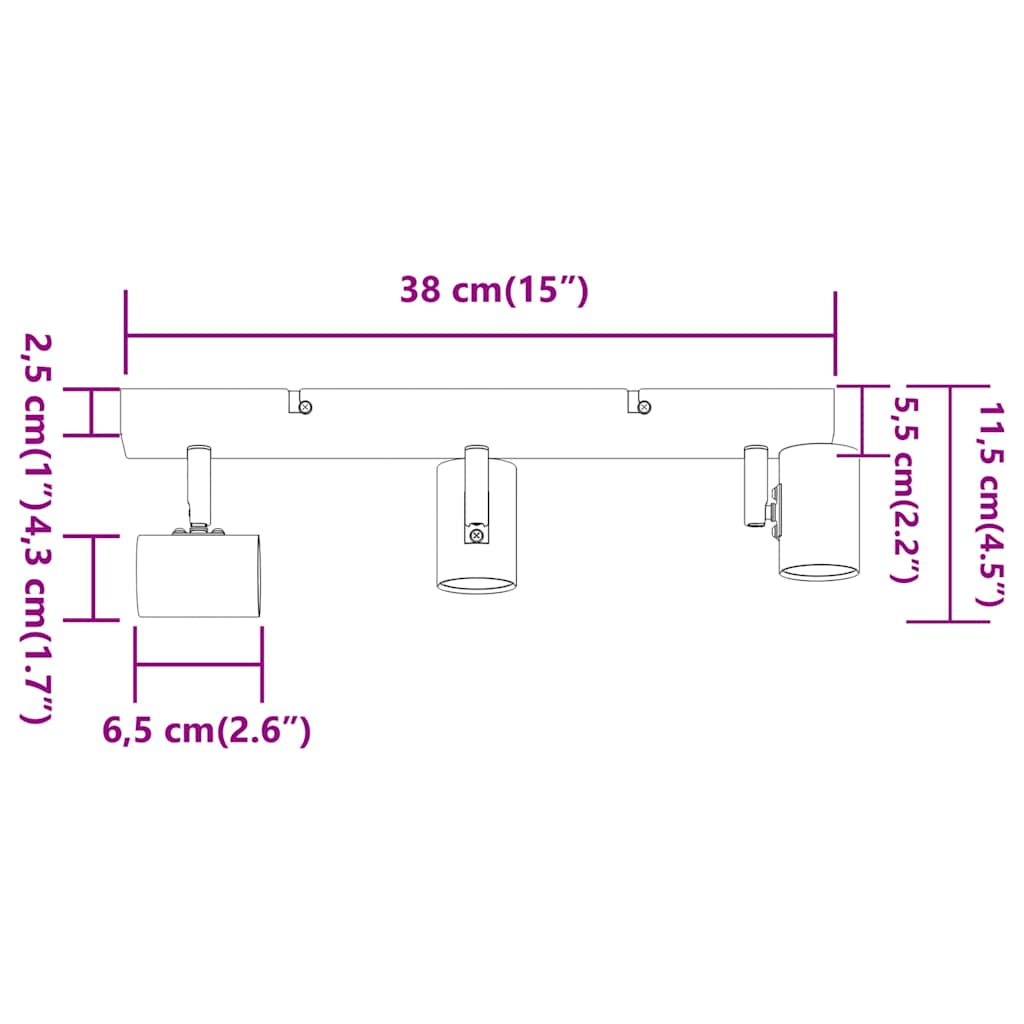 Loftsspot Med Spotlights 38 X 6,5 X 11,5 Cm Metal - Billede 14