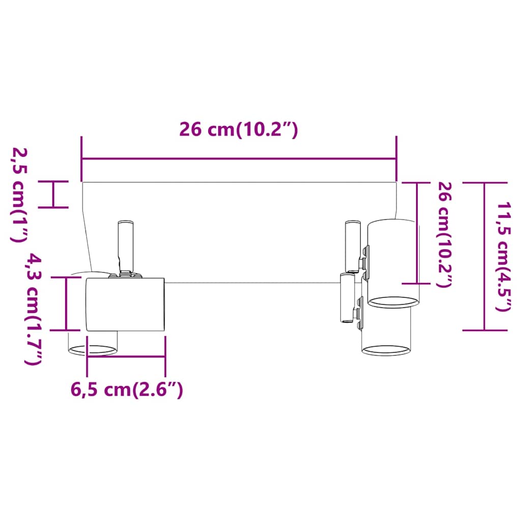 Loftsspot Med Spotlights 26 X 26 X 11,5 Cm Metal - Billede 14