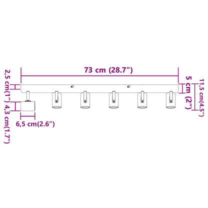 Loftsspot Med Spotlights 73 X 6,5 X 11,5 Cm Metal - Billede 14
